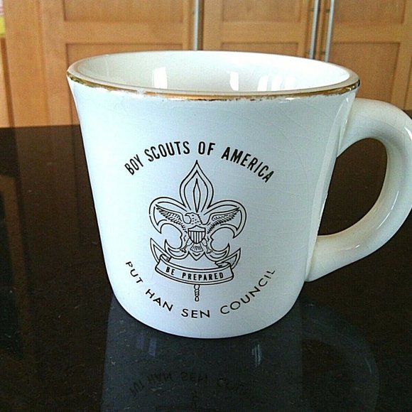 Vintage BSA Boy Scouts of America Coffee Mug Gold Trim Cup Put Han Sen Council - Picture 10 of 16